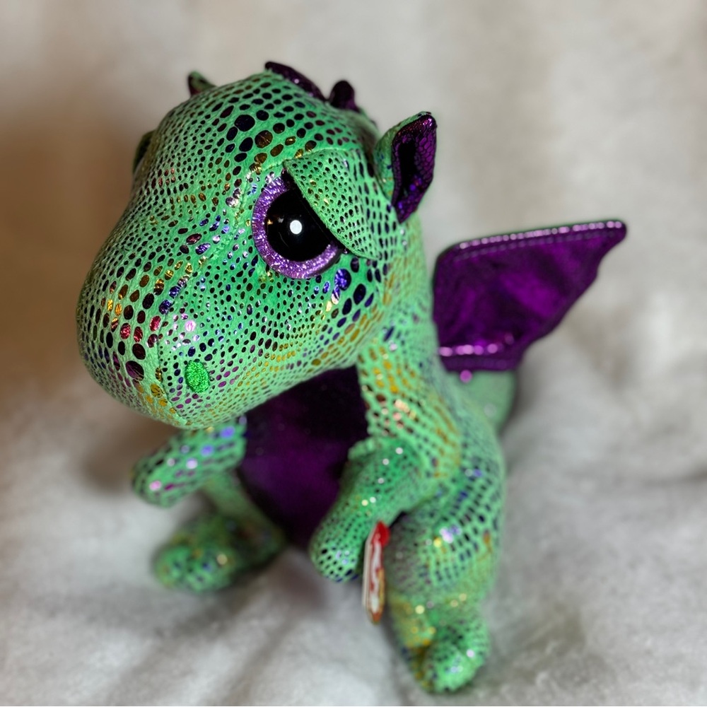 Ty Beanie Boos‎ Cinder Dragon 6" Plush Stuffed Animal Toy Purple Sparkle w TAGS